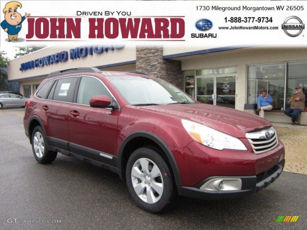 2011 Outback 2.5i Premium Wagon - Ruby Red Pearl / Warm Ivory photo #1
