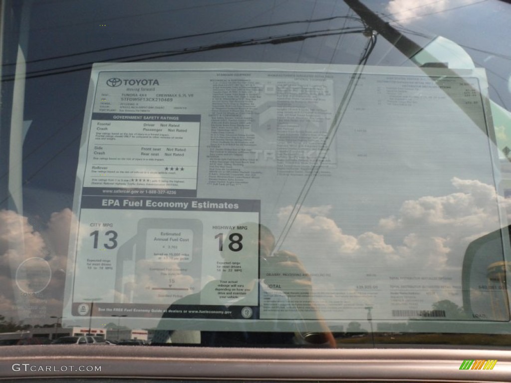 2012 Toyota Tundra SR5 TRD CrewMax 4x4 Window Sticker Photo #54421737