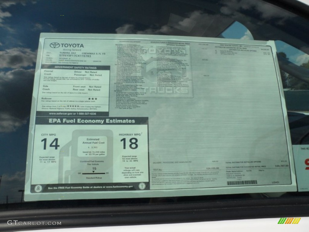 2012 Toyota Tundra CrewMax Window Sticker Photo #54422052
