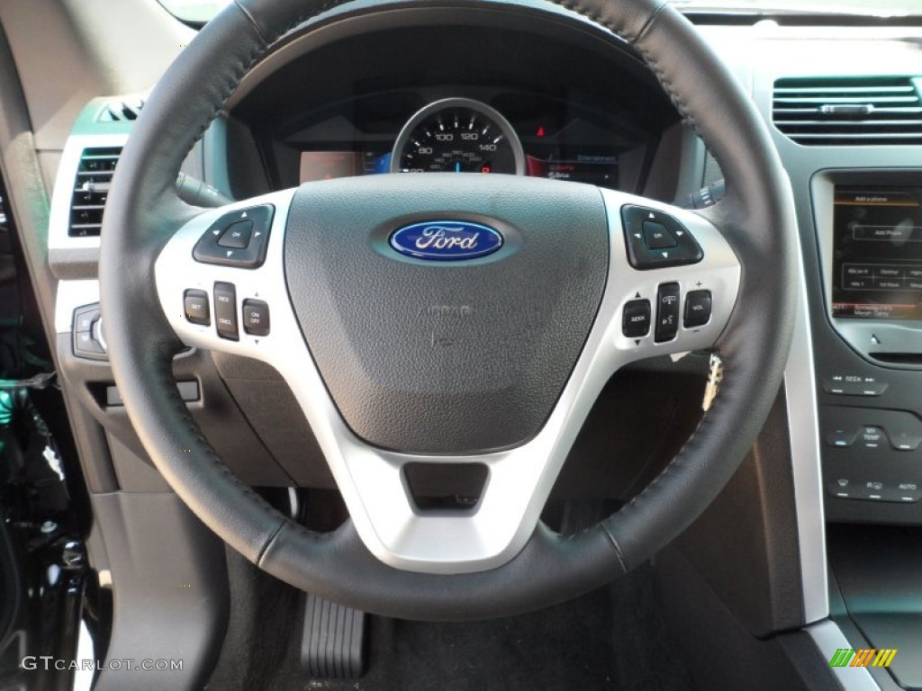 2012 Ford Explorer XLT Charcoal Black Steering Wheel Photo #54424716