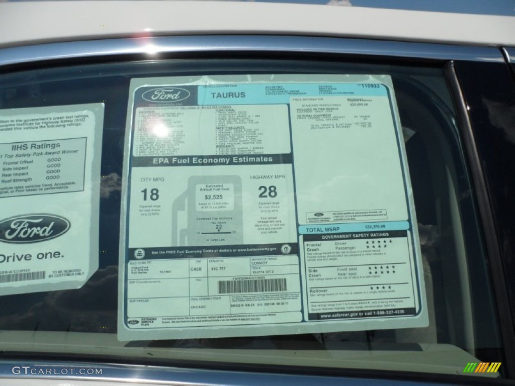2012 Ford Taurus SE Window Sticker Photo #54425070
