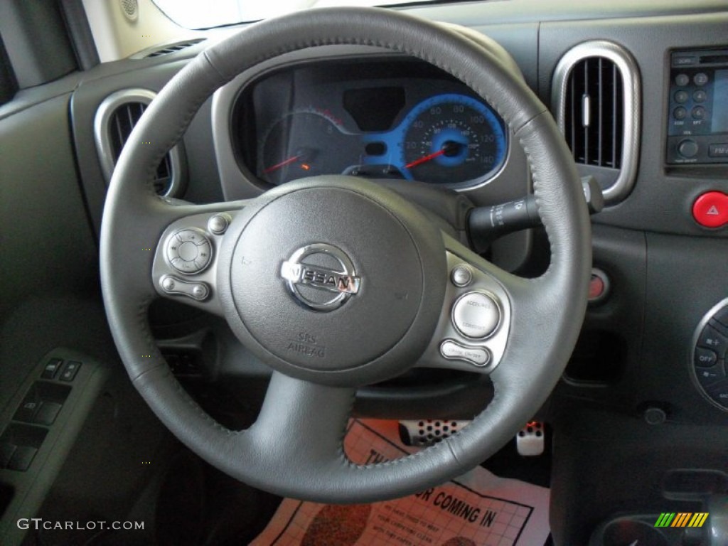 2010 Nissan Cube Krom Edition Black/Gray Steering Wheel Photo #54428717