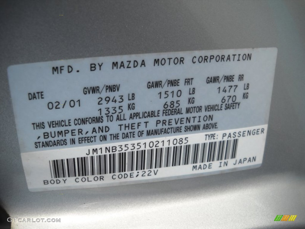 2001 Mazda MX-5 Miata Roadster Color Code Photos