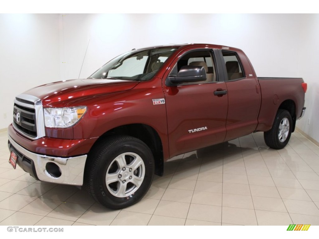 2010 Tundra SR5 Double Cab 4x4 - Salsa Red Pearl / Sand Beige photo #3