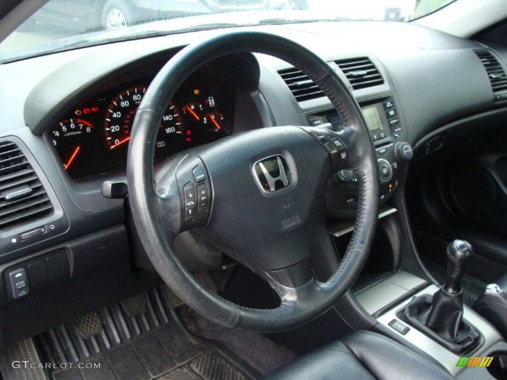 2004 Honda Accord EX Coupe Black Steering Wheel Photo #54439692