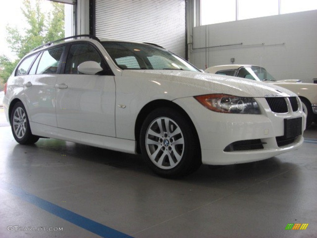 2007 3 Series 328i Wagon - Alpine White / Beige photo #2