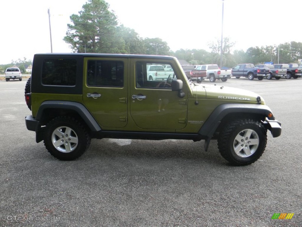 2008 Wrangler Unlimited Rubicon 4x4 - Rescue Green Metallic / Dark Khaki/Medium Khaki photo #4