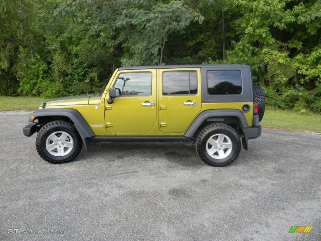 2008 Wrangler Unlimited Rubicon 4x4 - Rescue Green Metallic / Dark Khaki/Medium Khaki photo #10