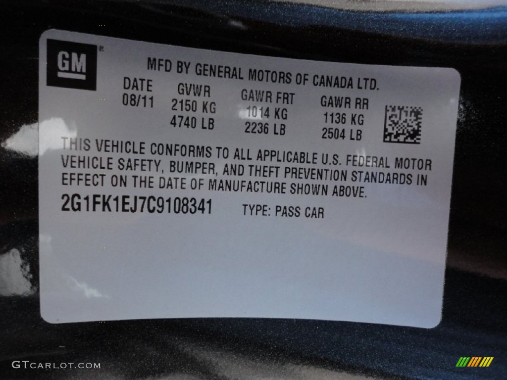 2012 Chevrolet Camaro SS 45th Anniversary Edition Coupe Info Tag Photo #54443013