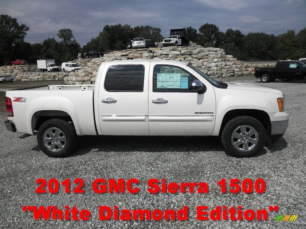 2012 Sierra 1500 SLE Crew Cab 4x4 - White Diamond Tricoat / Very Dark Cashmere/Light Cashmere photo #1