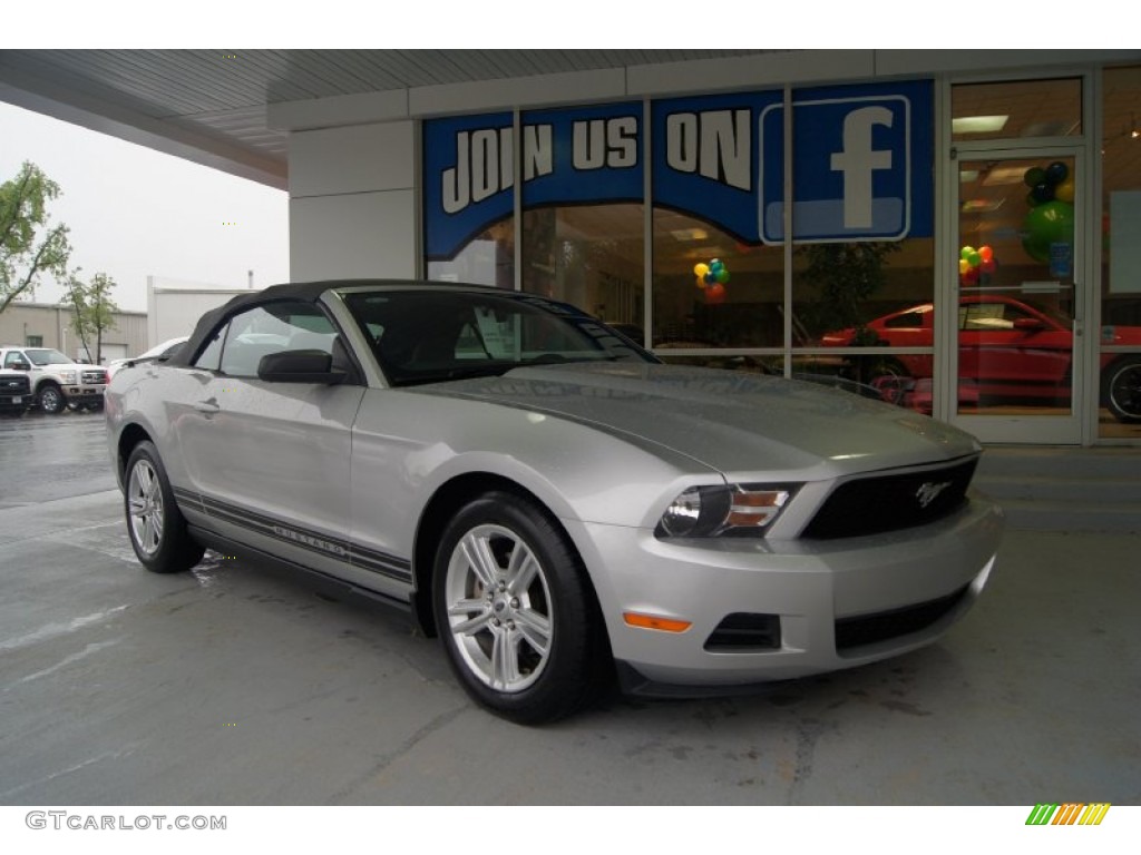 2010 Mustang V6 Convertible - Brilliant Silver Metallic / Stone photo #1