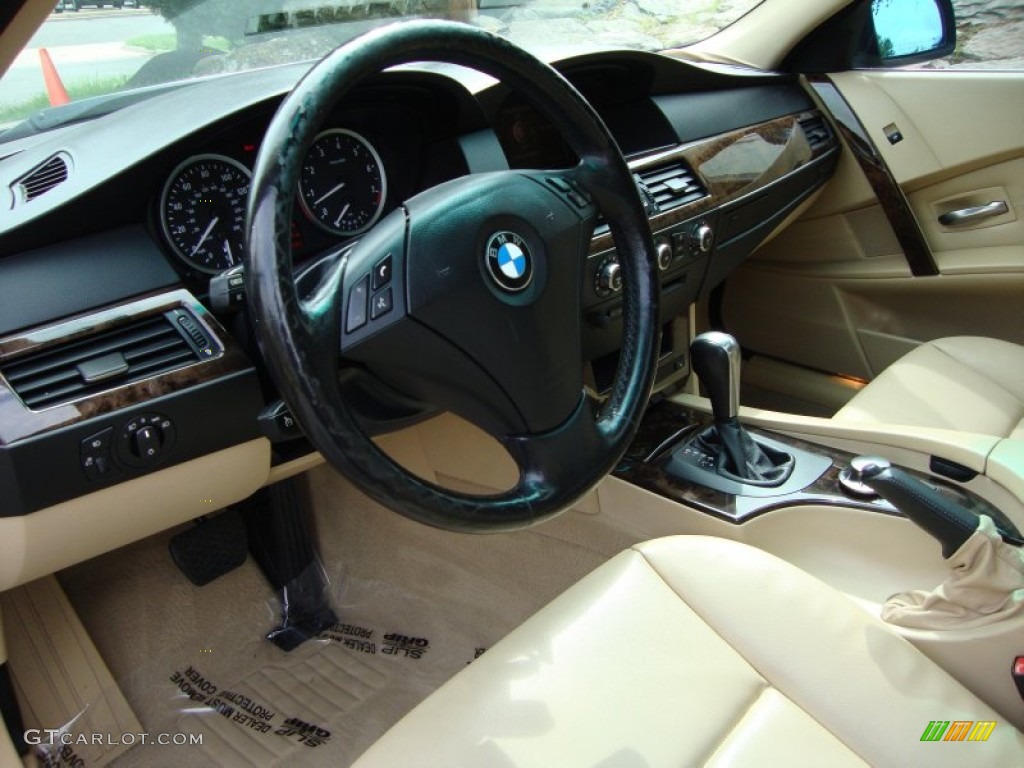 2006 5 Series 530xi Sedan - Jet Black / Beige photo #17