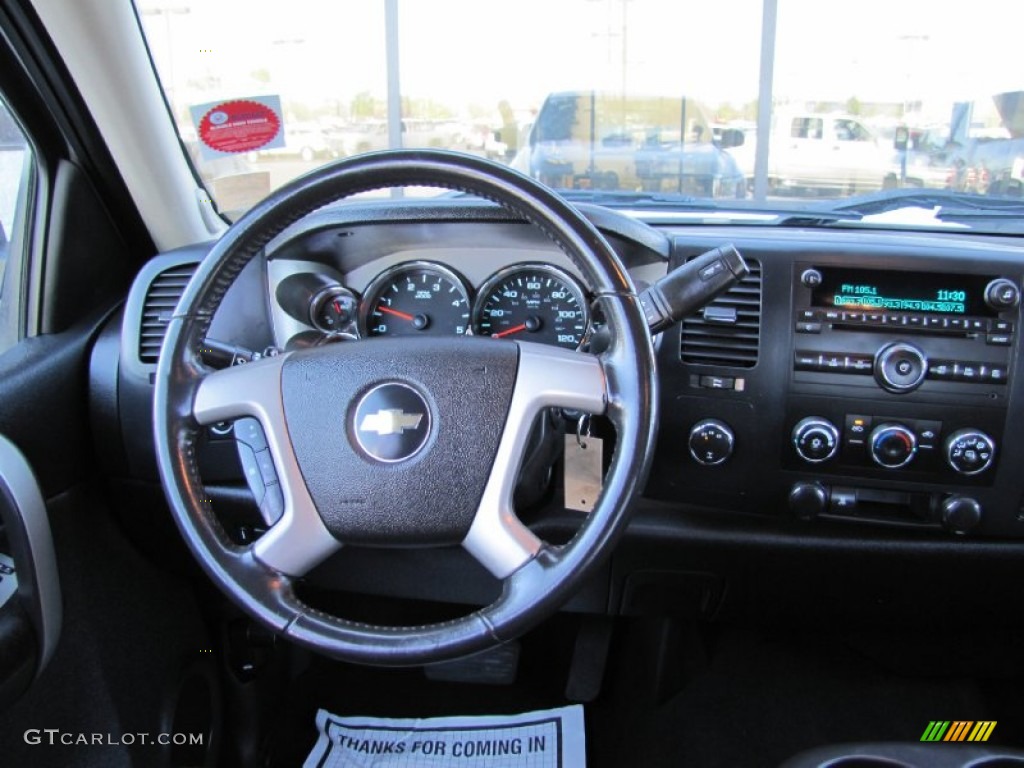 2009 Chevrolet Silverado 2500HD LT Extended Cab 4x4 Ebony Steering Wheel Photo #54448707