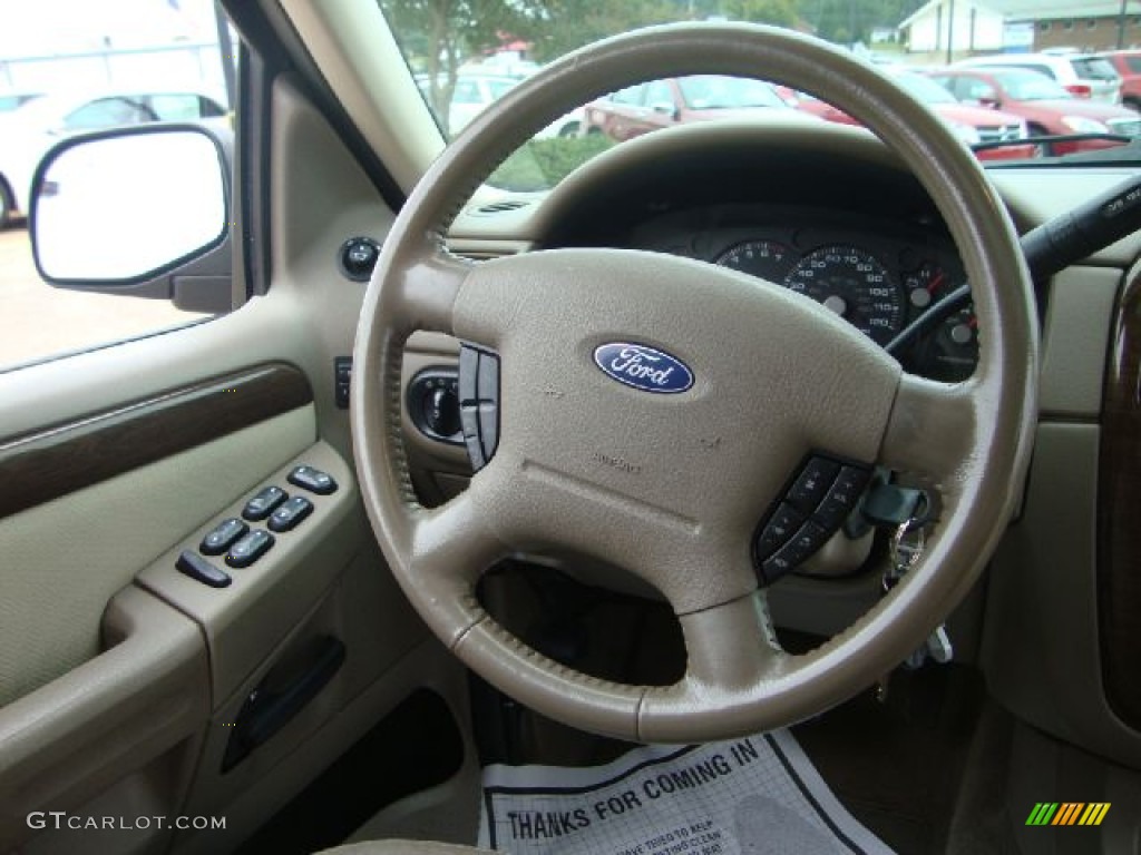 2003 Ford Explorer Eddie Bauer AWD Medium Parchment Beige Steering Wheel Photo #54454704