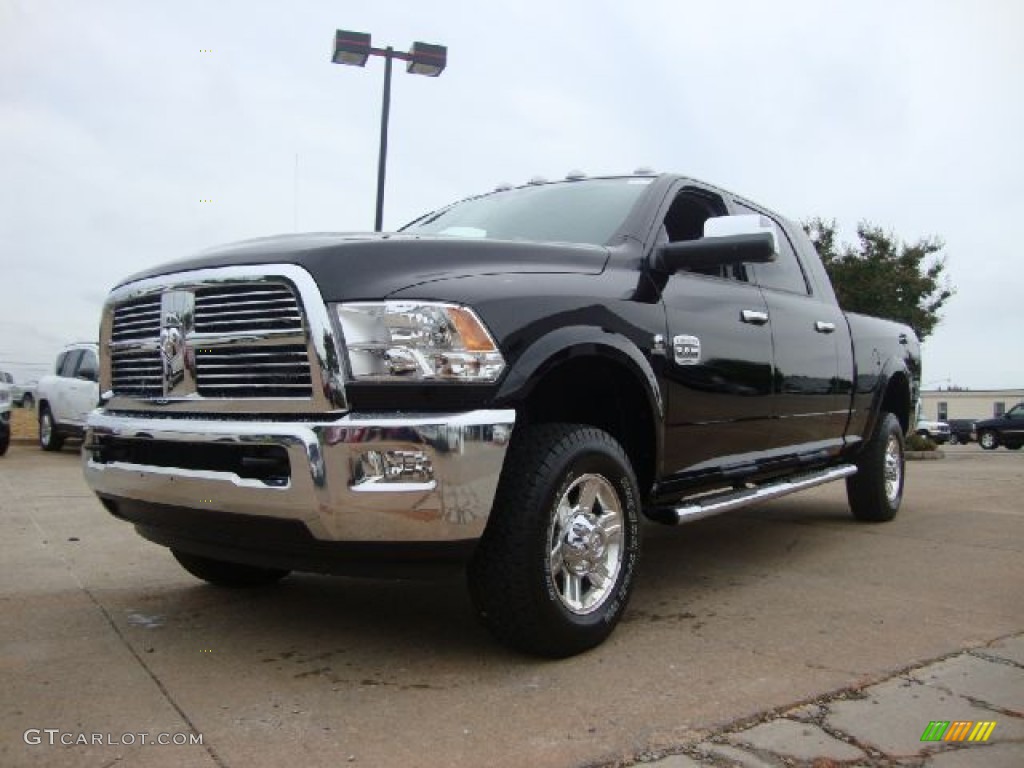 2012 Ram 2500 HD Laramie Longhorn Mega Cab 4x4 - Black / Light Pebble Beige/Bark Brown photo #1