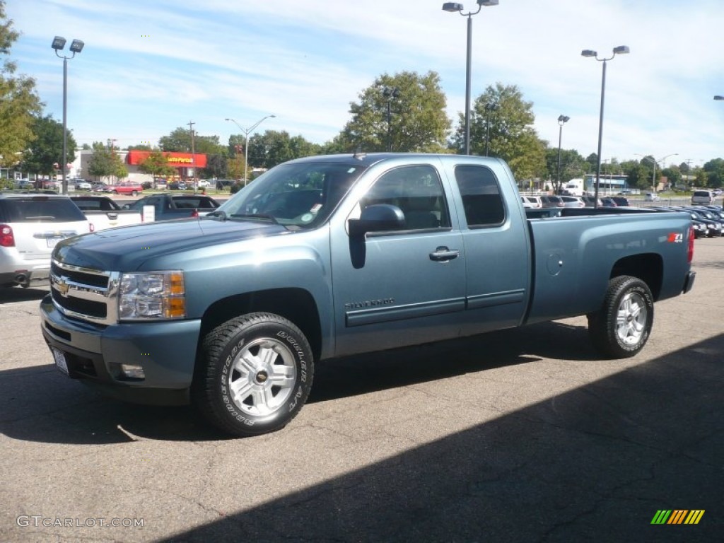 Blue Granite Metallic 2011 Chevrolet Silverado 1500 LTZ Extended Cab 4x4 Exterior Photo #54455970