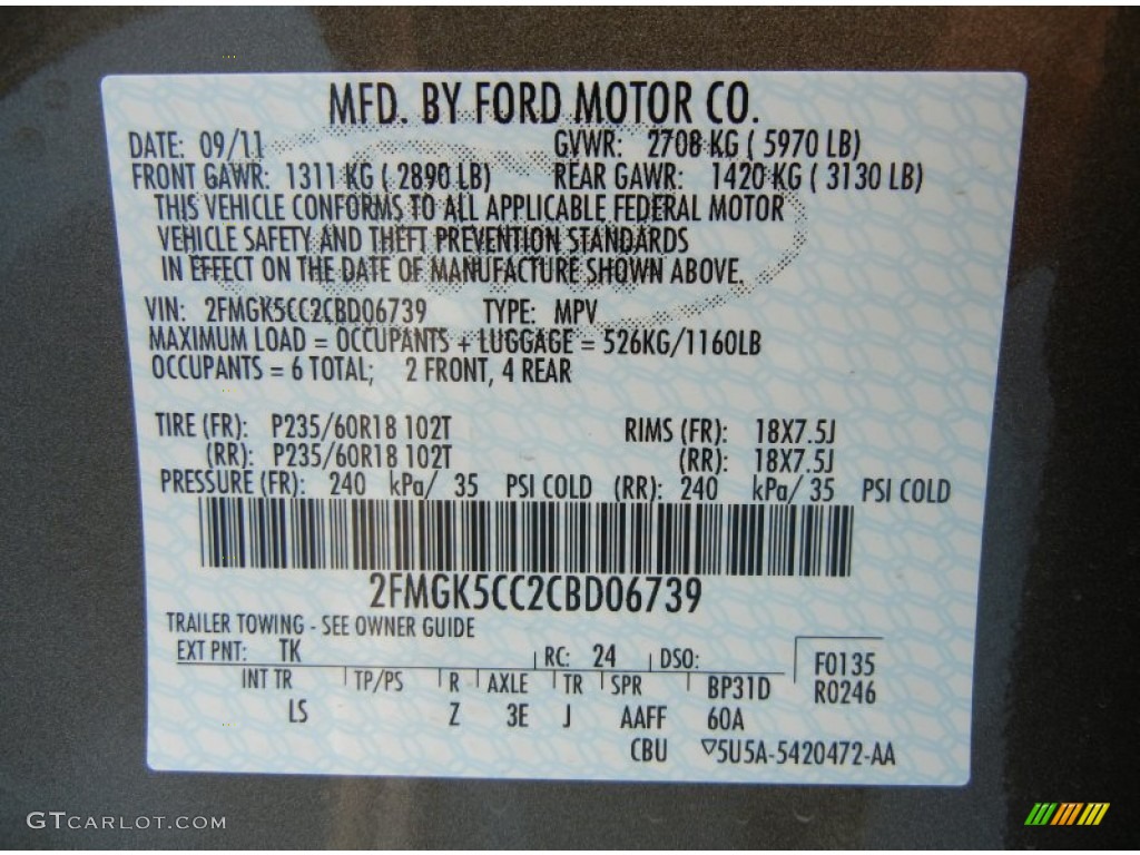 2012 Flex Color Code TK for Mineral Gray Metallic Photo #54460248