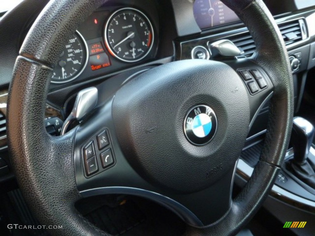 2010 BMW 3 Series 335i Coupe Black Steering Wheel Photo #54461322