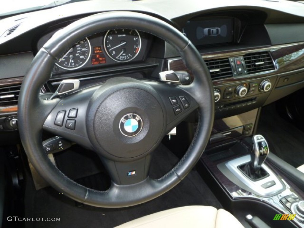 2010 BMW 5 Series 535i Sedan Cream Beige Steering Wheel Photo #54461478