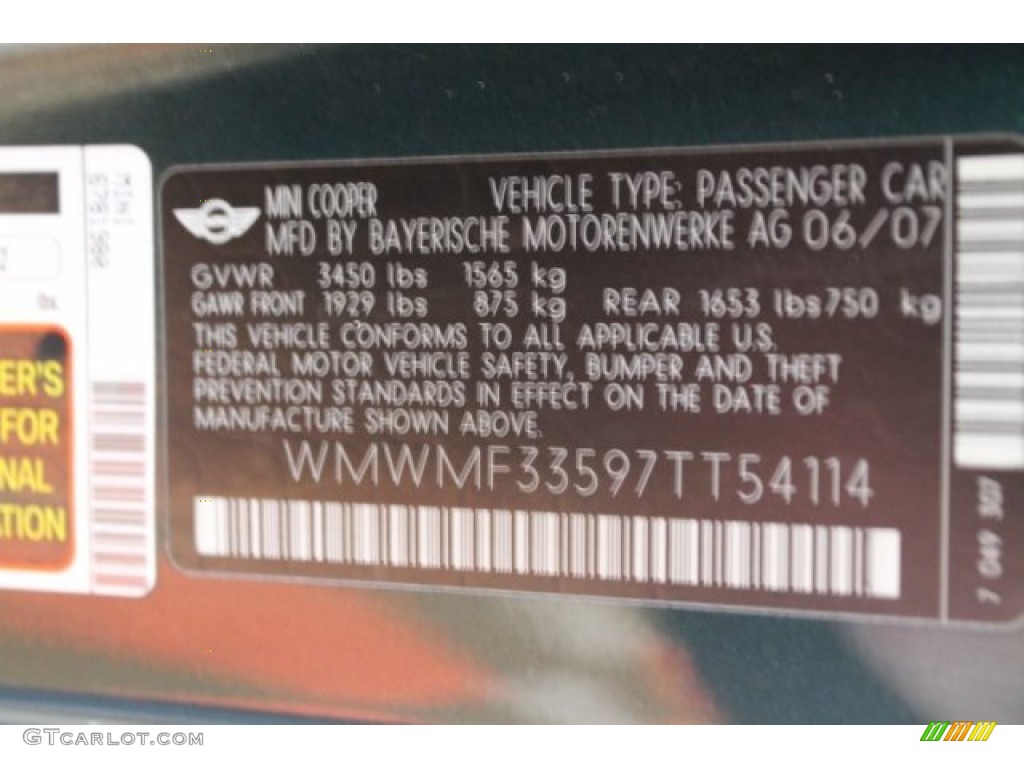 2007 Cooper Hardtop - British Racing Green Metallic / Carbon Black/Carbon Black photo #9
