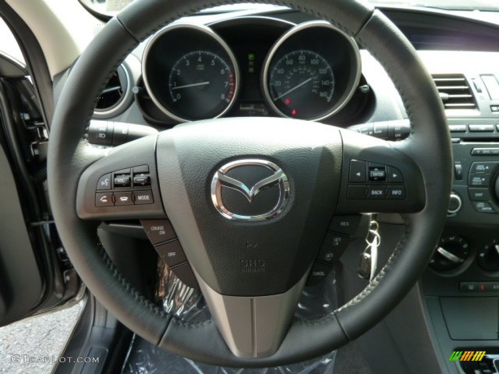 2012 Mazda MAZDA3 s Touring 5 Door Black Steering Wheel Photo #54463188
