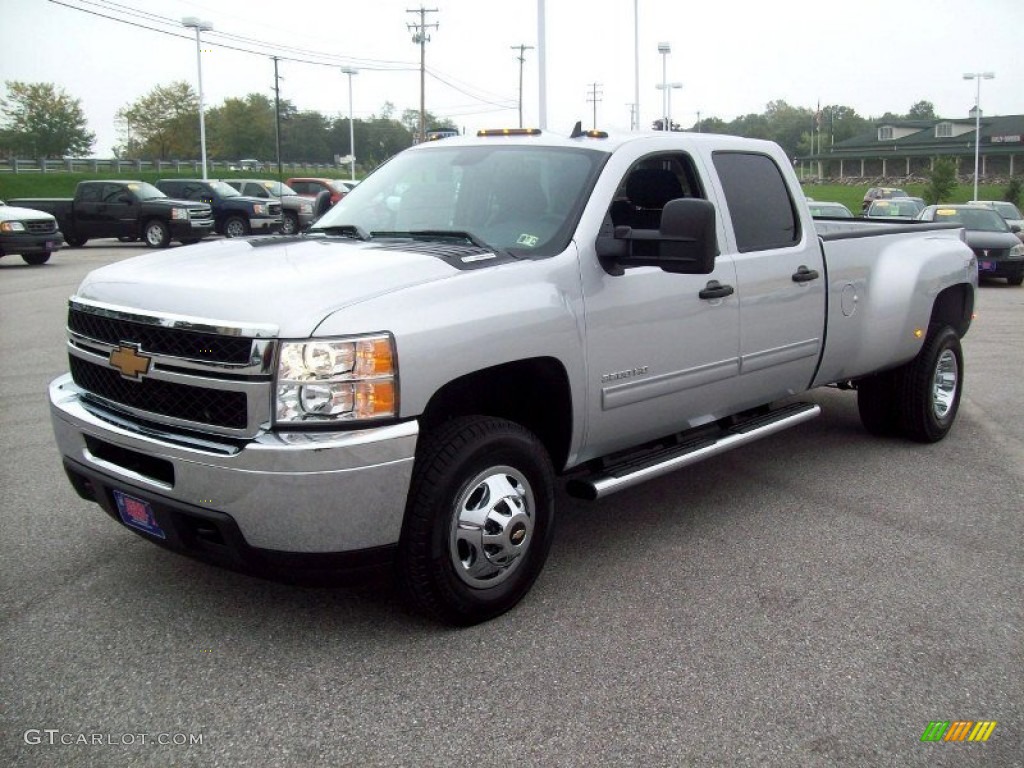 Silver Ice Metallic 2012 Chevrolet Silverado 3500HD LT Crew Cab 4x4 Dually Exterior Photo #54471217