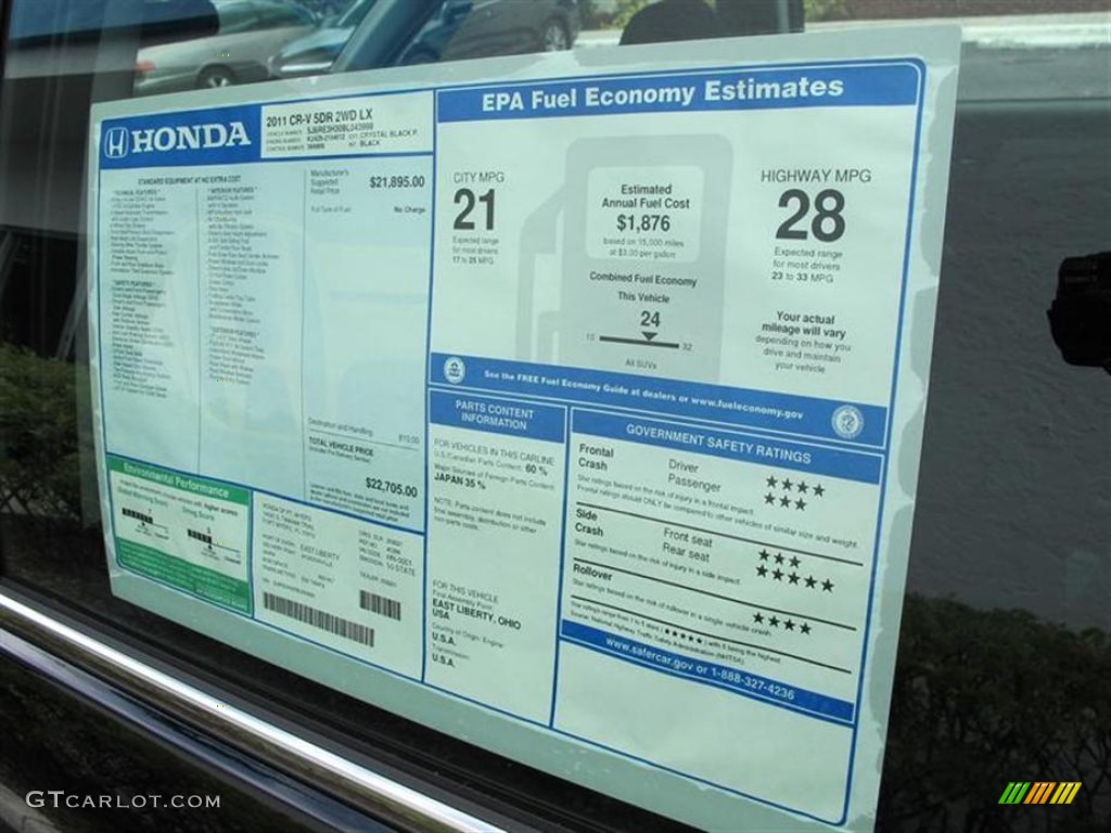 2011 Honda CR-V LX Window Sticker Photo #54480980