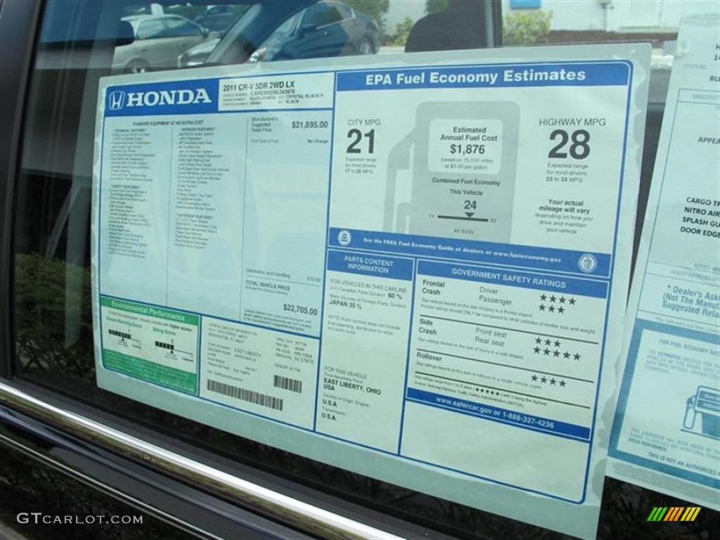 2011 Honda CR-V LX Window Sticker Photo #54481064