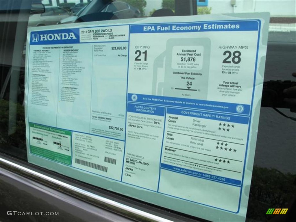 2011 Honda CR-V LX Window Sticker Photo #54481160