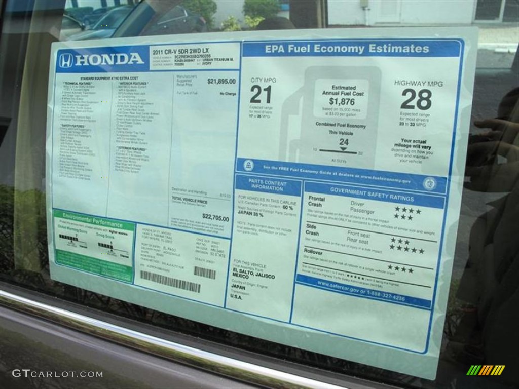 2011 Honda CR-V LX Window Sticker Photo #54481253