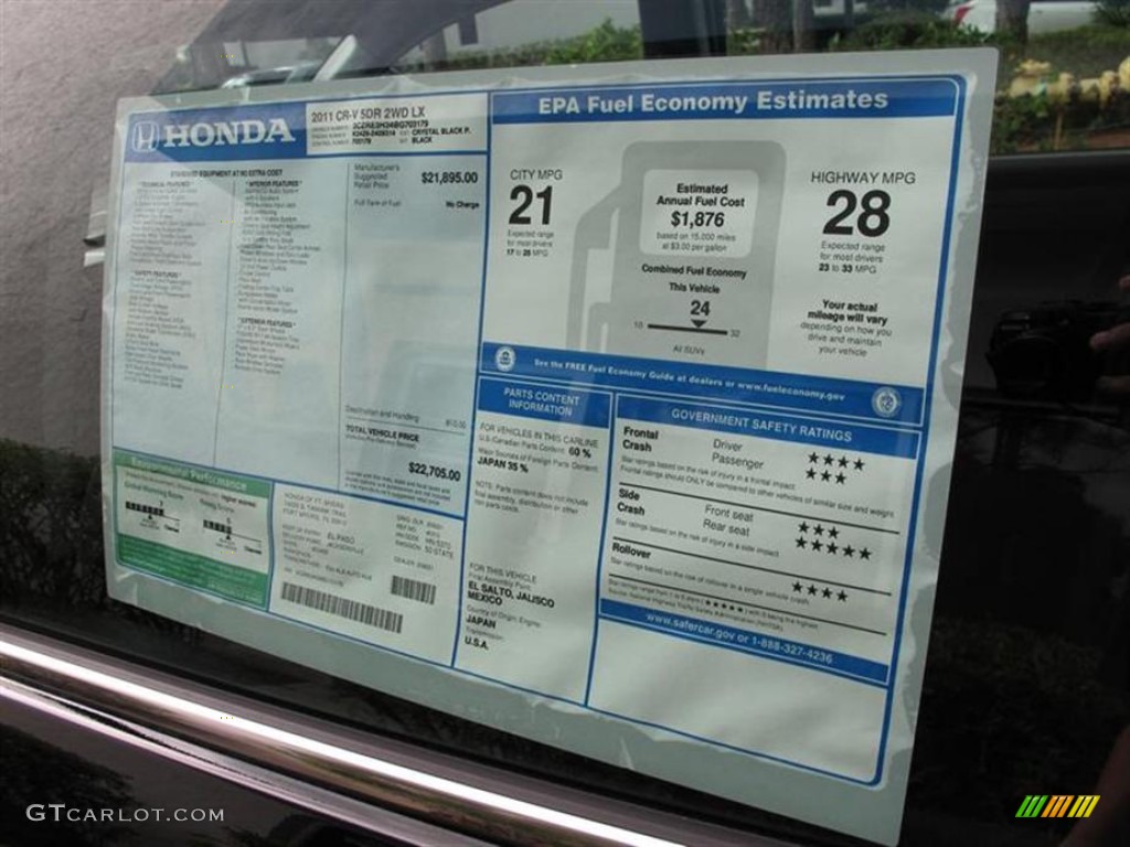 2011 Honda CR-V LX Window Sticker Photo #54481355