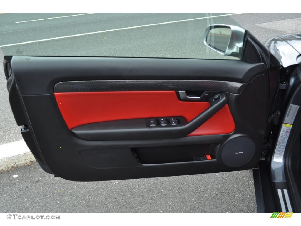 2008 Audi S4 4.2 quattro Cabriolet Red/Black Door Panel Photo #54482948