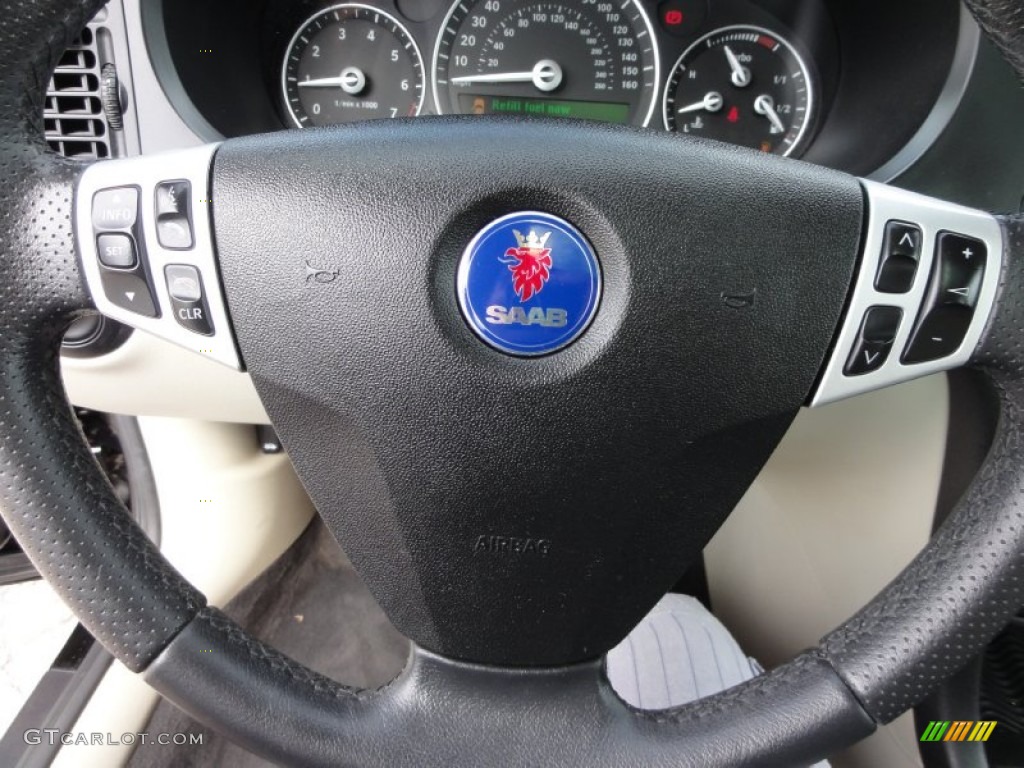 2007 Saab 9-3 2.0T Sport Sedan Parchment Steering Wheel Photo #54485312