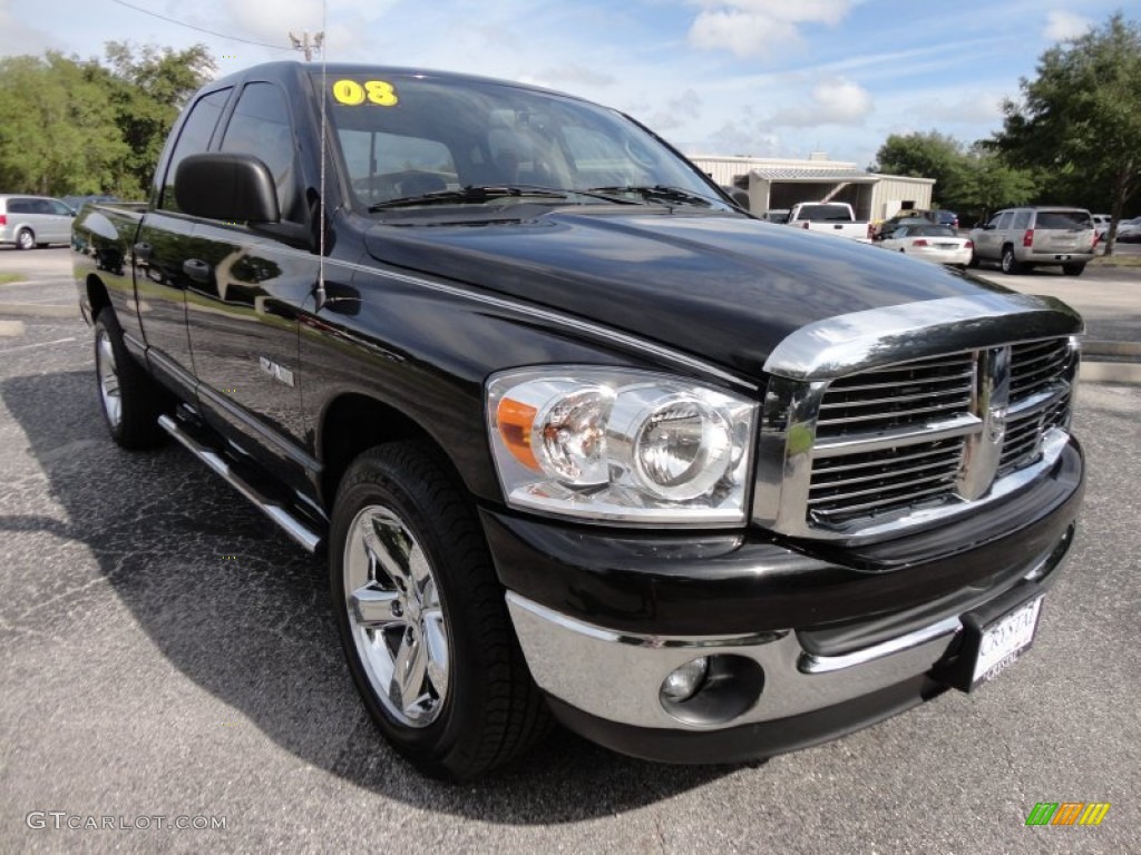 2008 Ram 1500 Lone Star Edition Quad Cab - Brilliant Black Crystal Pearl / Khaki photo #10