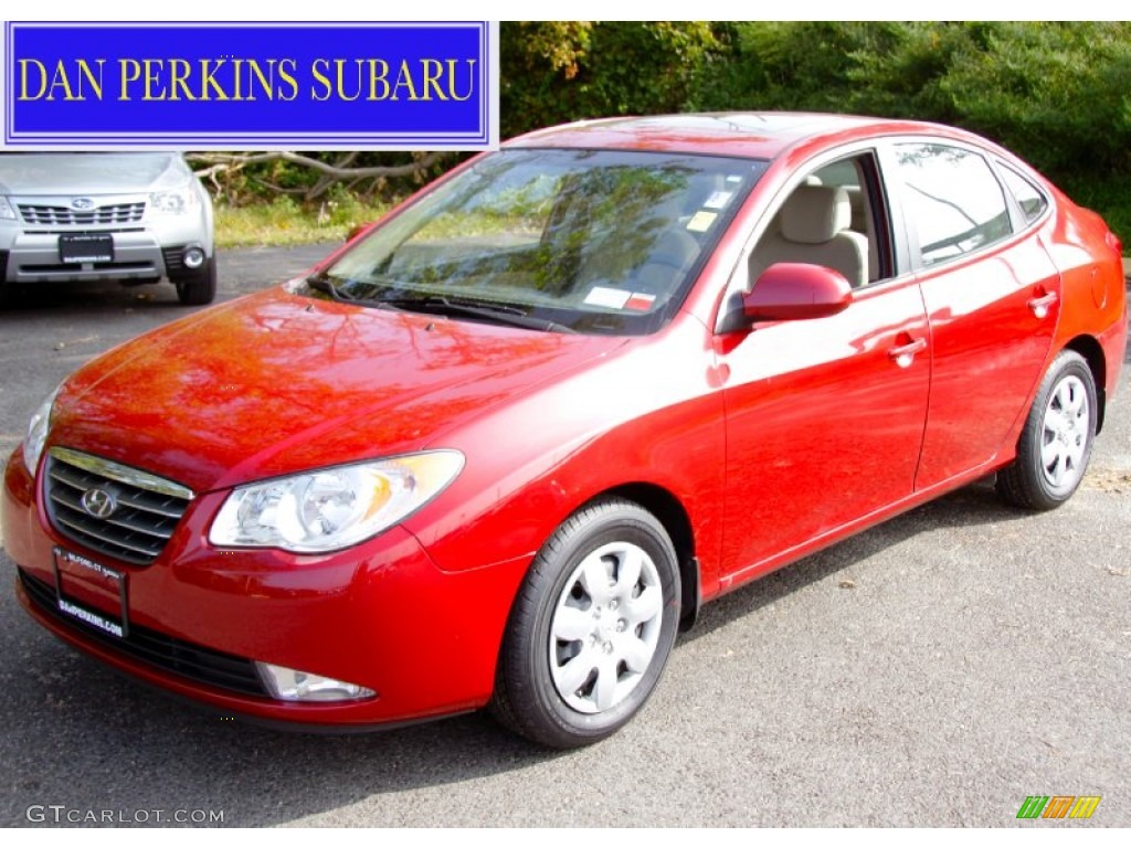 2008 Elantra GLS Sedan - Apple Red Pearl / Beige photo #1