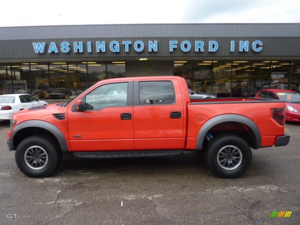 2011 F150 SVT Raptor SuperCrew 4x4 - Molten Orange Tri Coat / Raptor Black/Orange photo #1
