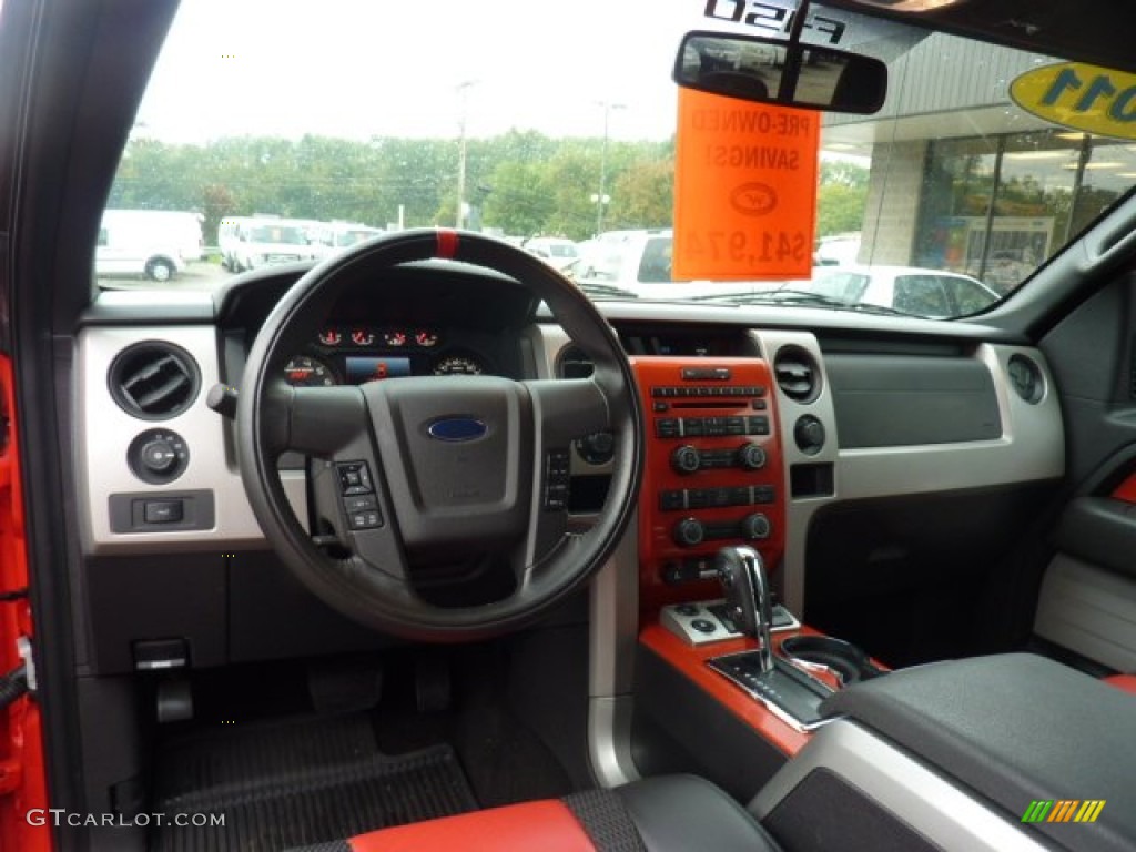 2011 Ford F150 SVT Raptor SuperCrew 4x4 Raptor Black/Orange Dashboard Photo #54504428