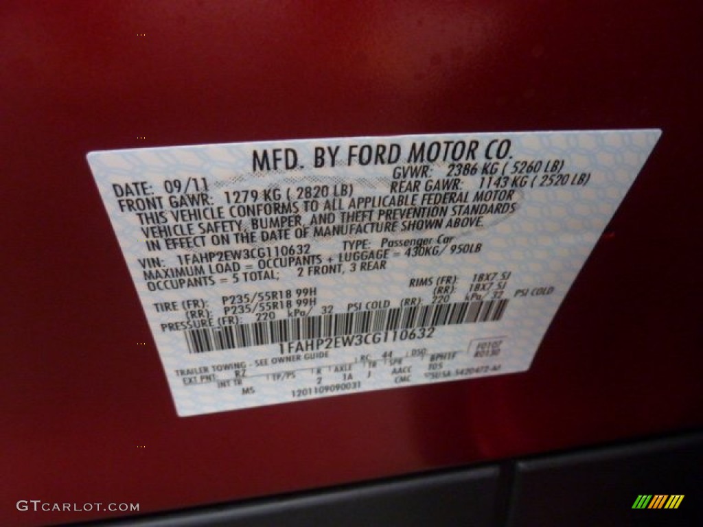 2012 Taurus SEL - Red Candy Metallic / Light Stone photo #19