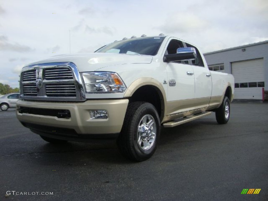 2012 Ram 2500 HD Laramie Longhorn Crew Cab 4x4 - Bright White / Light Pebble Beige/Bark Brown photo #1