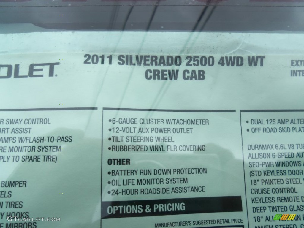 2011 Chevrolet Silverado 2500HD Crew Cab 4x4 Window Sticker Photo #54522377