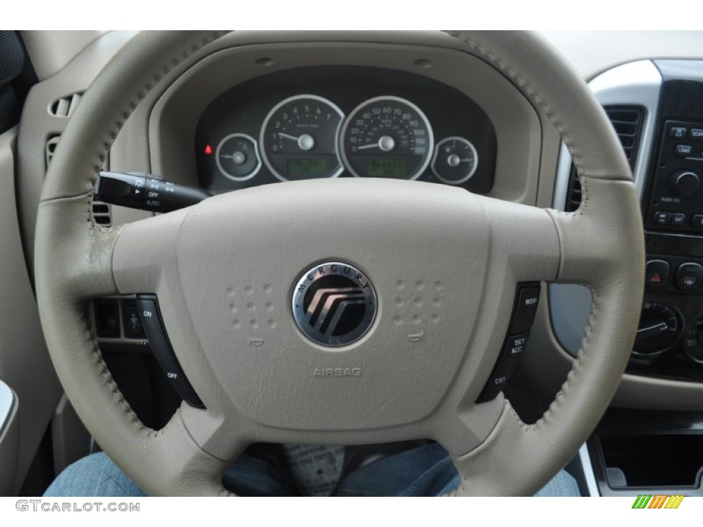 2005 Mercury Mariner V6 Premier 4WD Pebble/Light Parchment Steering Wheel Photo #54526625