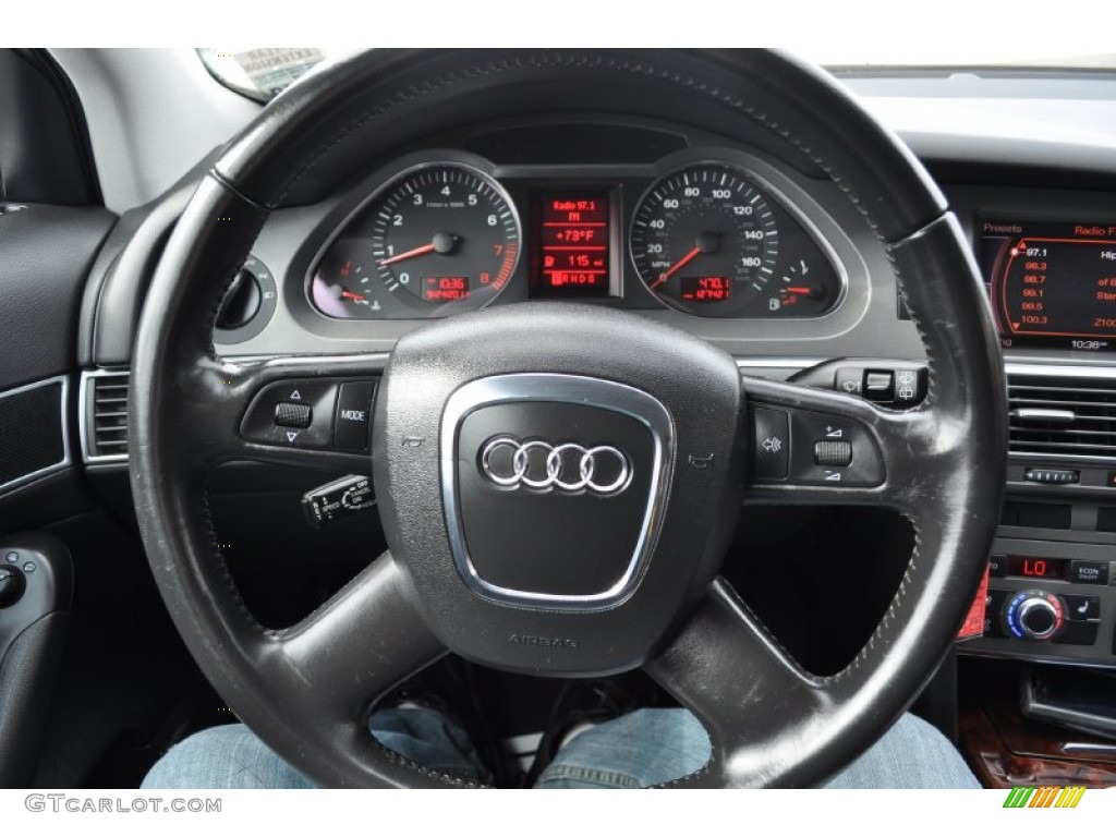 2006 Audi A6 3.2 quattro Avant Ebony Steering Wheel Photo #54527426