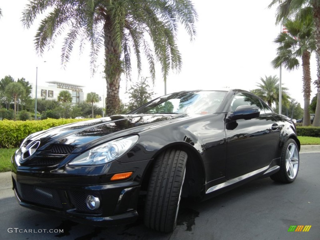 2009 SLK 55 AMG Roadster - Black / Black photo #2