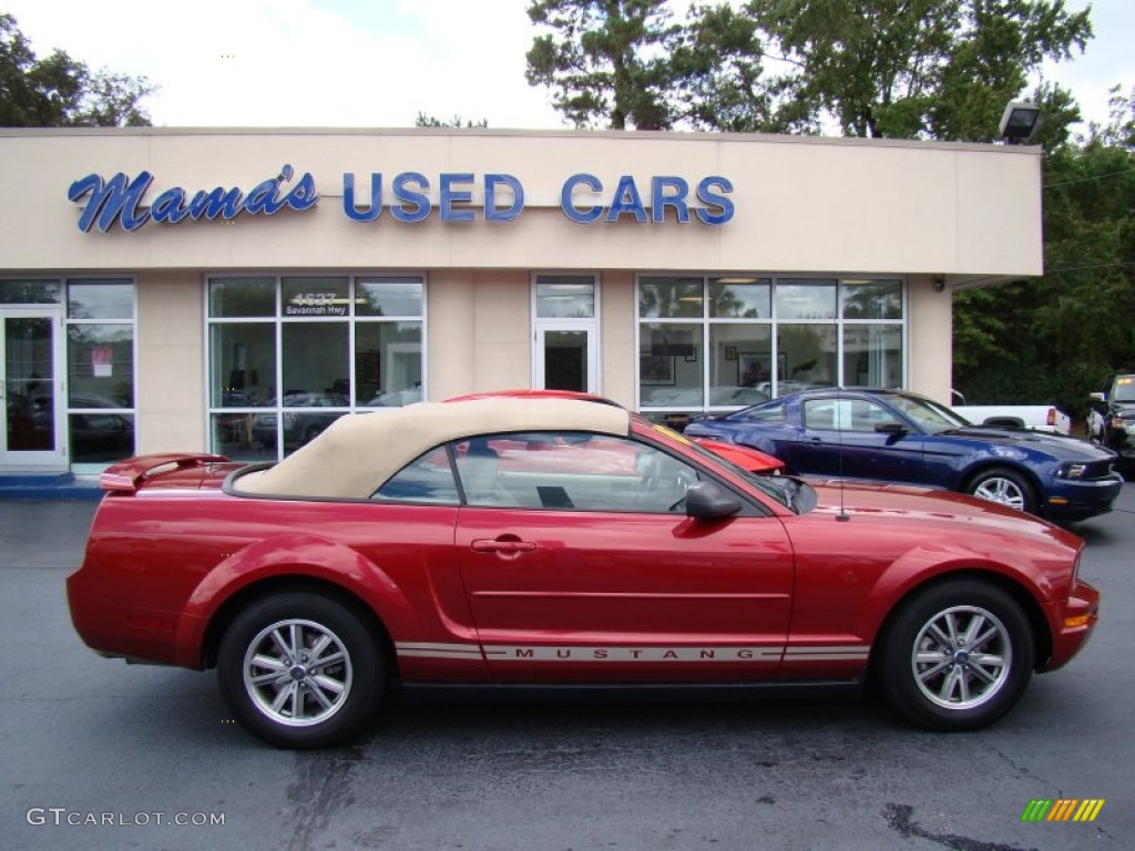 2005 Mustang V6 Premium Convertible - Redfire Metallic / Medium Parchment photo #1