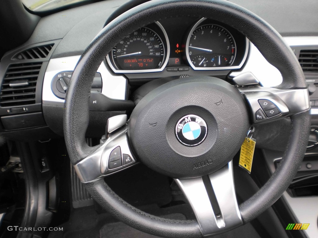 2006 BMW Z4 3.0i Roadster Black Steering Wheel Photo #54537570