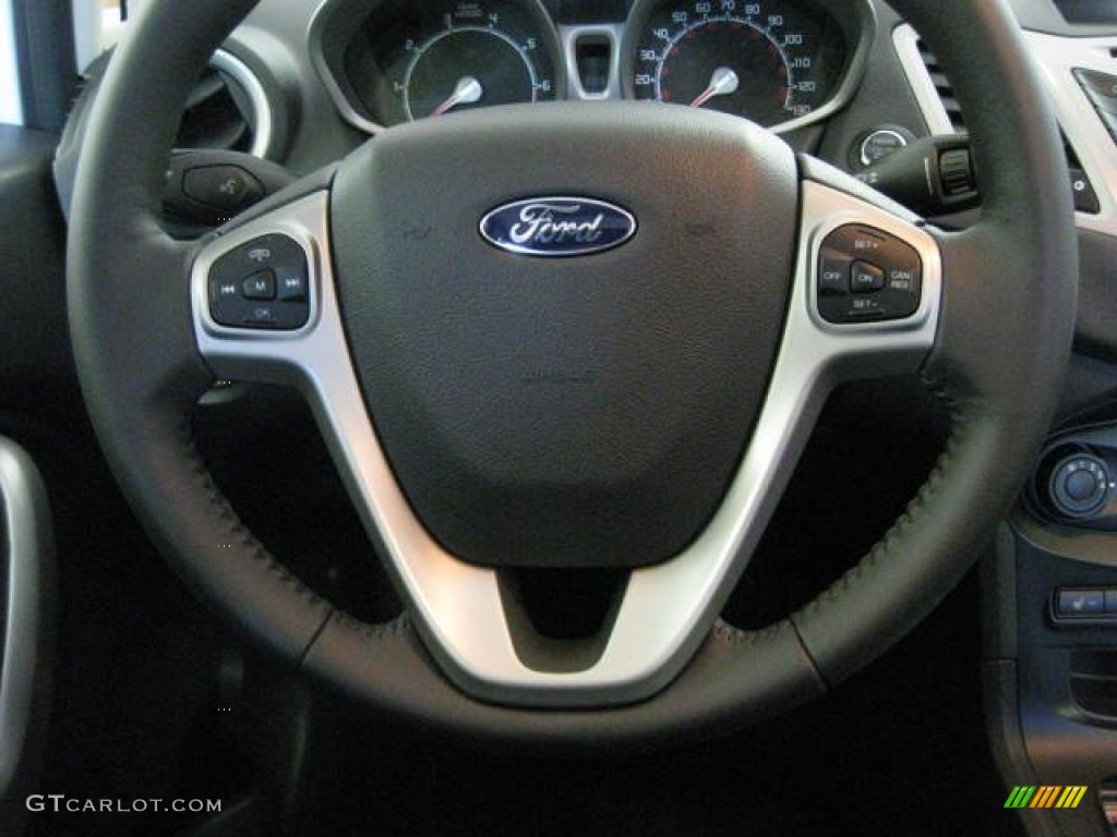 2012 Ford Fiesta SES Hatchback Charcoal Black/Blue Steering Wheel Photo #54537826