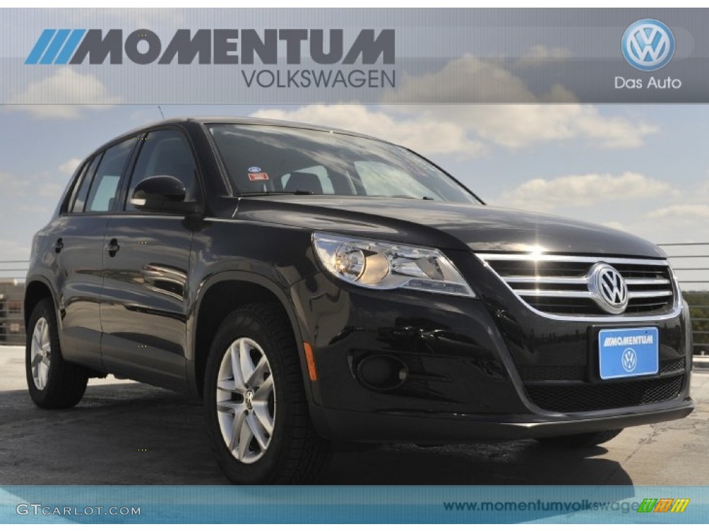 2011 Tiguan S - Deep Black Metallic / Charcoal photo #1