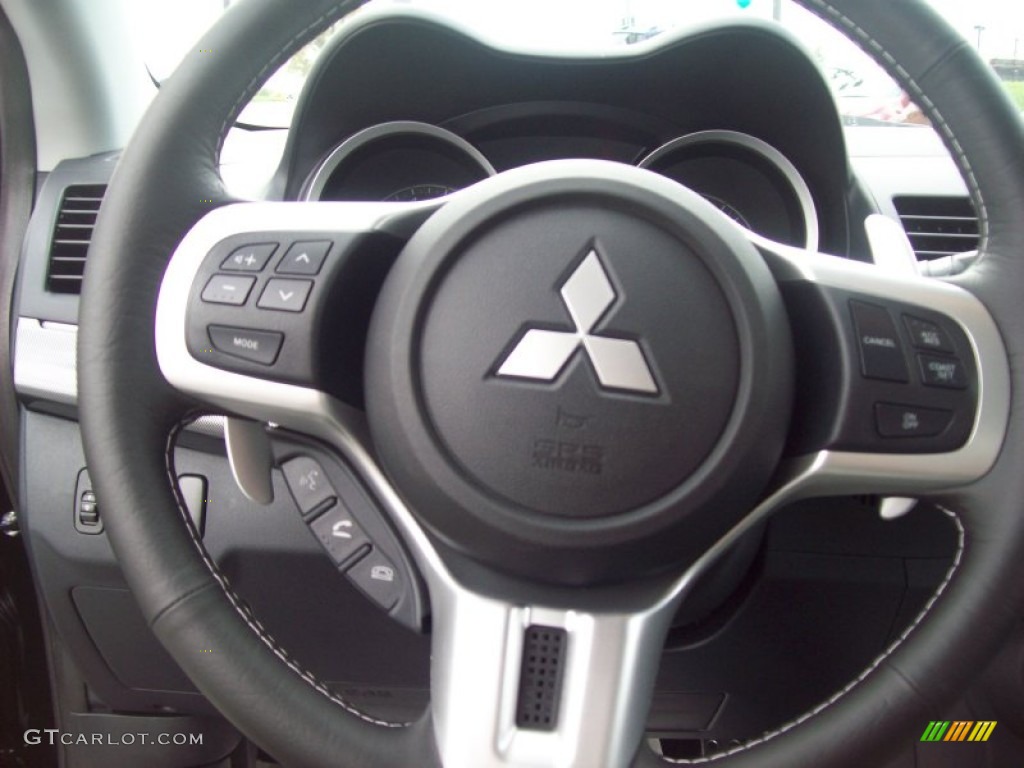2011 Mitsubishi Lancer Sportback RALLIART AWD Black Steering Wheel Photo #54542926