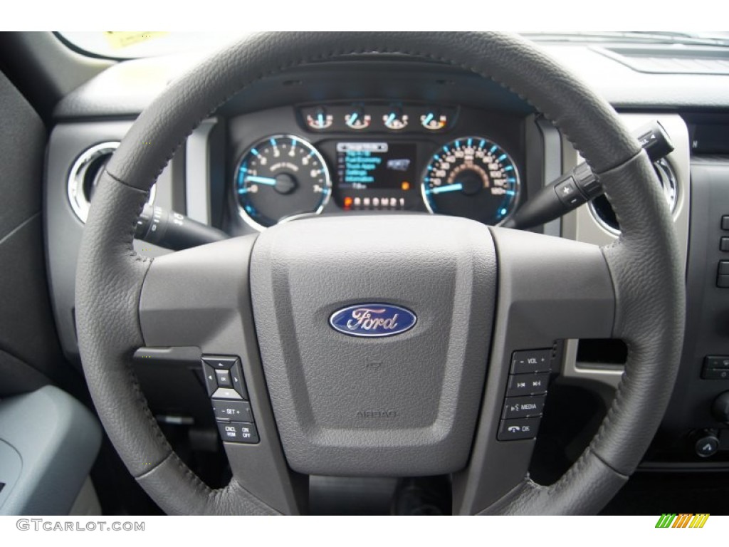 2011 Ford F150 XLT SuperCab Steel Gray Steering Wheel Photo #54543010