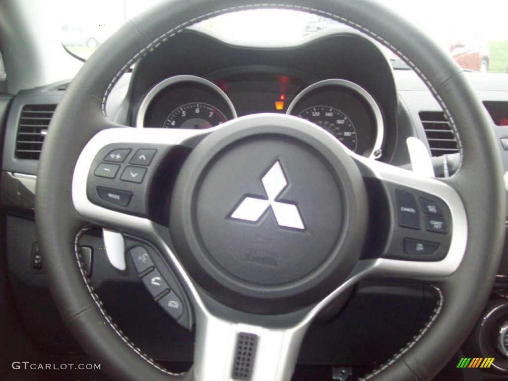 2011 Mitsubishi Lancer Evolution MR Black Steering Wheel Photo #54544080